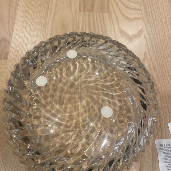 Val St. Lambert Vintage 12” Crystal Bowl Swirl Signed & Sticker W/Orig Box - Picture 5 of 11